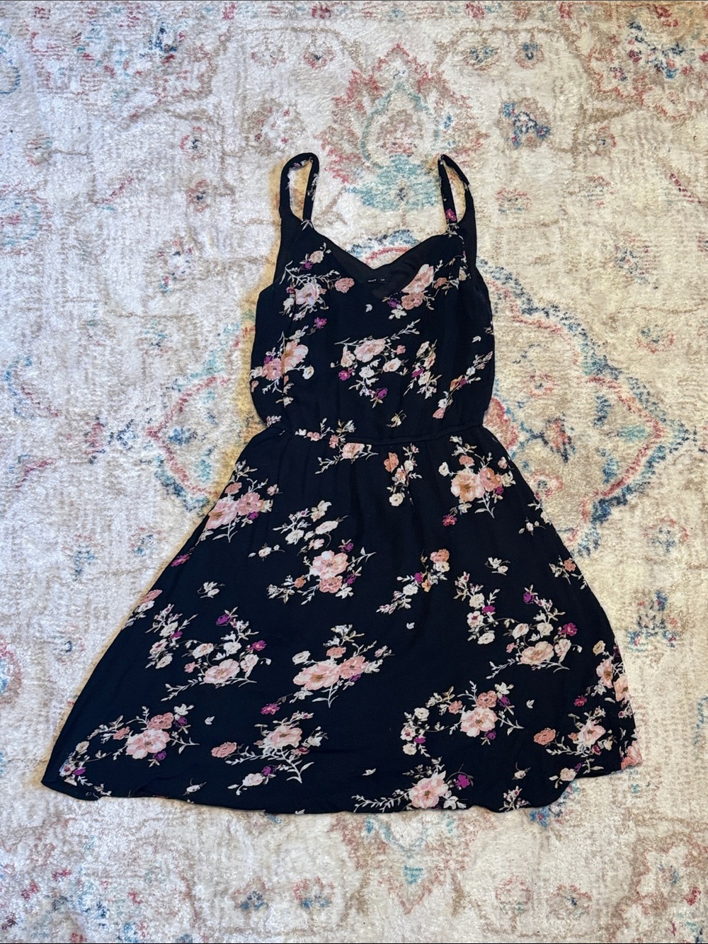 Only Black Floral Spaghetti-Strap Mini Dress